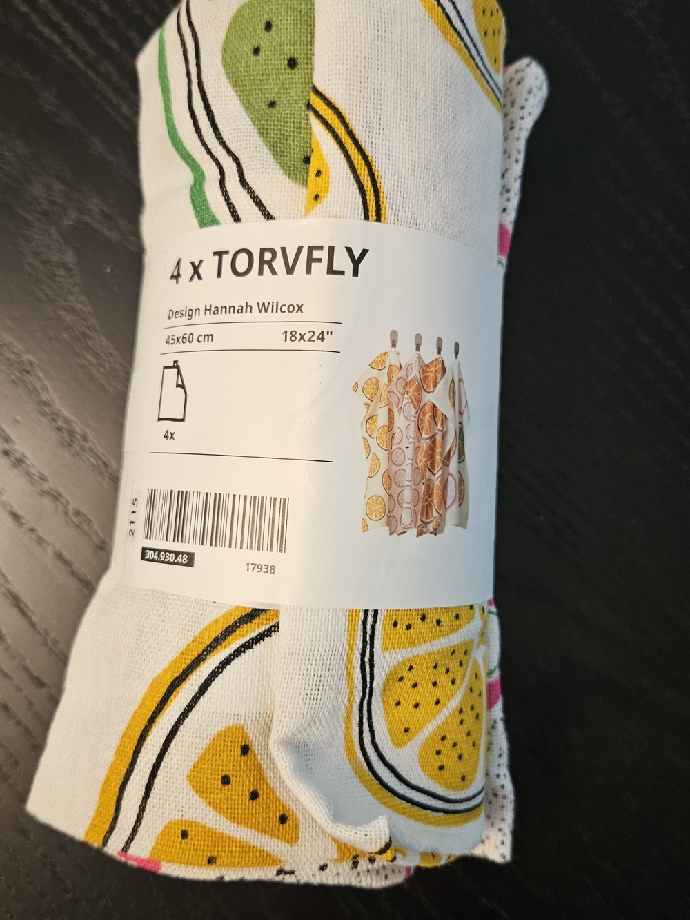 Lemon Print Cotton Tea Towels 4 Set- White and Yellow